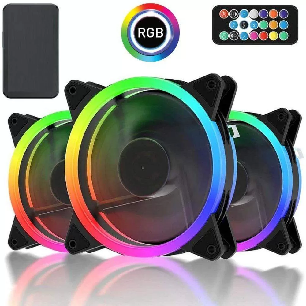 Kit Cooler FAN com 3 Unidades Worldpc, RGB, Controle, WPC, IMP_pcimbativel_1
