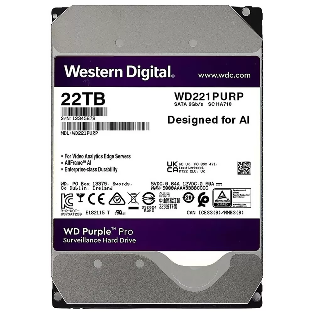 HD Western Digital 22TB WD Purple Pro 3.5 SATA 3 7200RPM - WD221PURP_pcimbativel_1