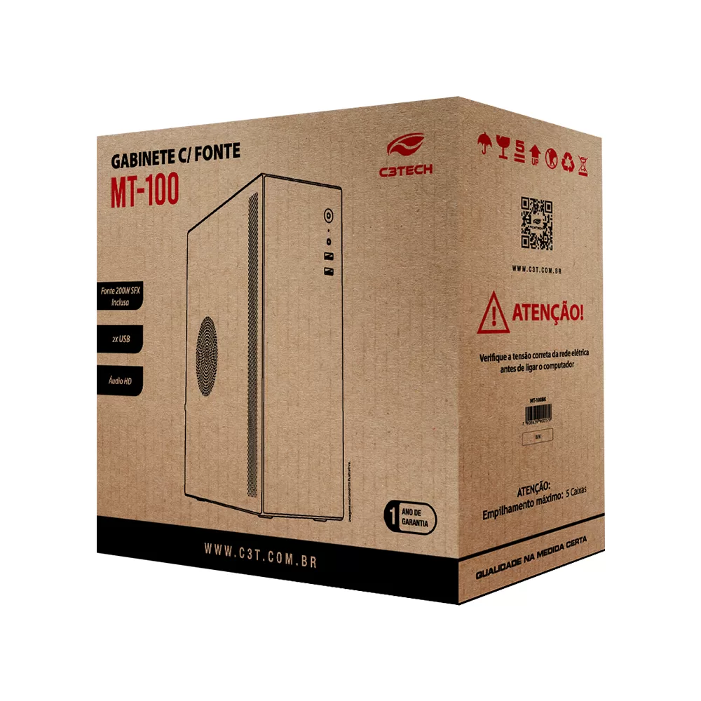 GABINETE MICRO ATX 200W PRETO MT-100BK C3 TECH_pcimbativel_4